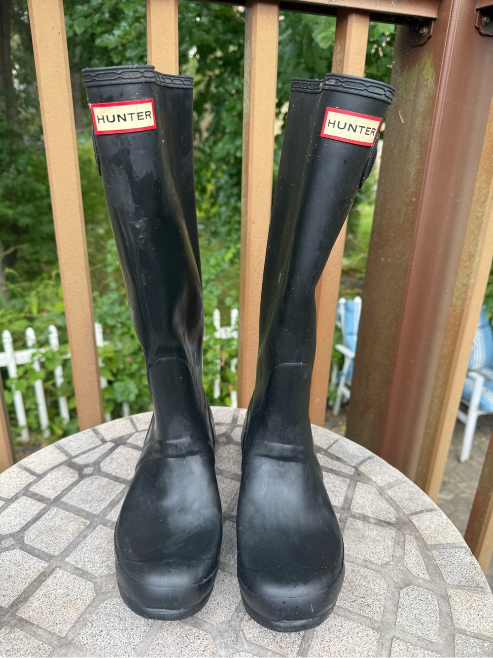 Hunter Tall Black Waterproof Rain Boots with Red Logo